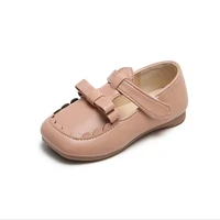 2021 toddlers girls leather shoes childrens sweet flats princess bow knot with t strap baby fashion soft bottom princess shoes