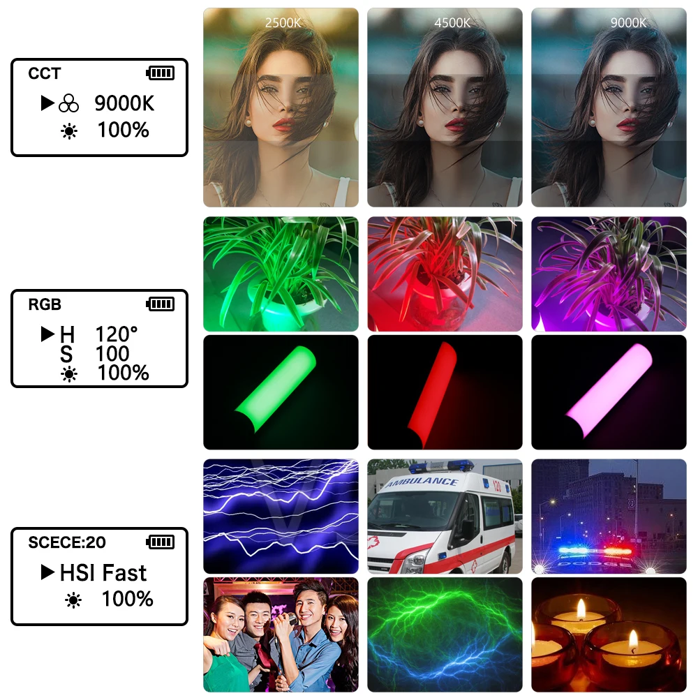 Освесветильник для фотосъемки SH W200 RGB 2500k-9000K 3000 мАч светильник с диффузором |