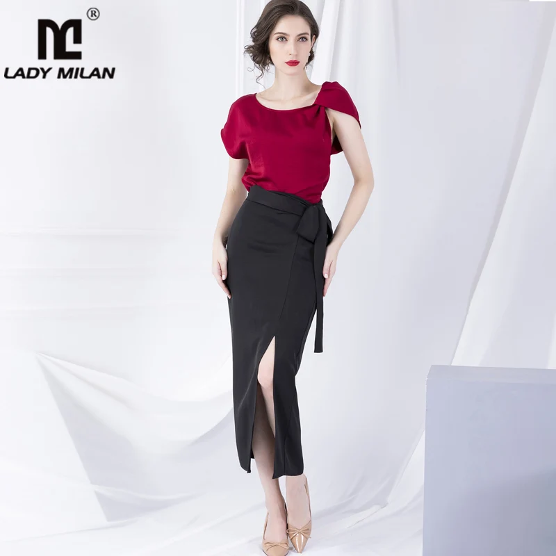 Женские Подиумные комплекты-двойки с круглым вырезом и короткими рукавами