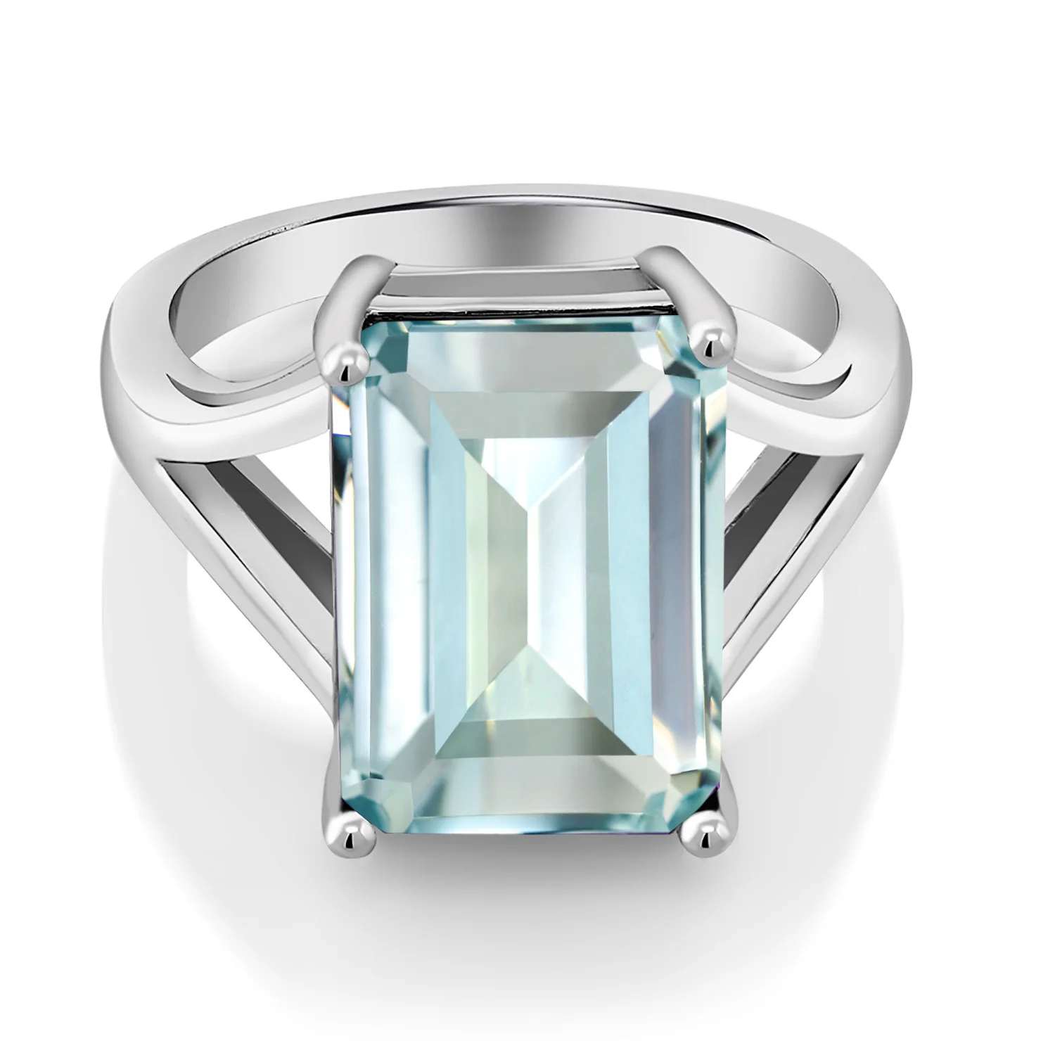 GemStoneKing 6 64 Ct восьмиугольник Небесно Голубой Имитация аквамарин 925 пробы