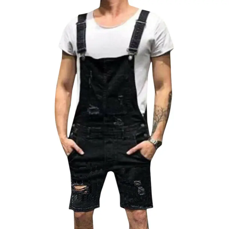 

Men Distressed Denim Overalls Suspender Trousers Bib Pants Shorts Jean Jumpsuits