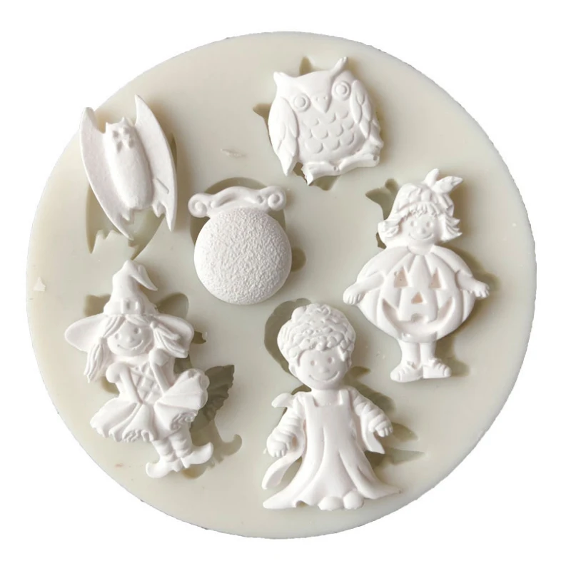 

Halloween Girl/Boy/Bat/Owl Chocolate Silicone Mold Fondant Cake Candy Molds Cookies Pastry Biscuits Mould Cake Decoration Tools