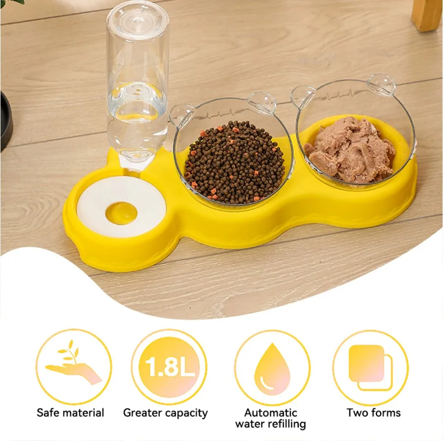 

Double Pet Bowls Dog Food Water Feeder Stainless Steel Pet Drinking Dish Feeder Cat Puppy Feeding Supplies Small Dog Accessories