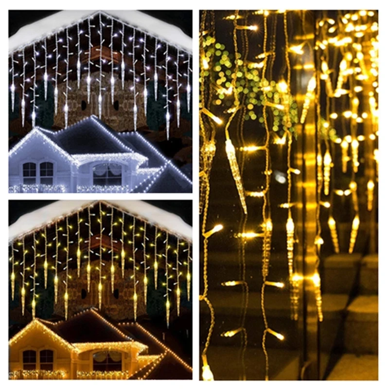 

Christmas Decorations for Home Festoon Led Icicle Curtain Light Garlands for New Year Decor Droop 0.4/0.5/0.6M EU Plug