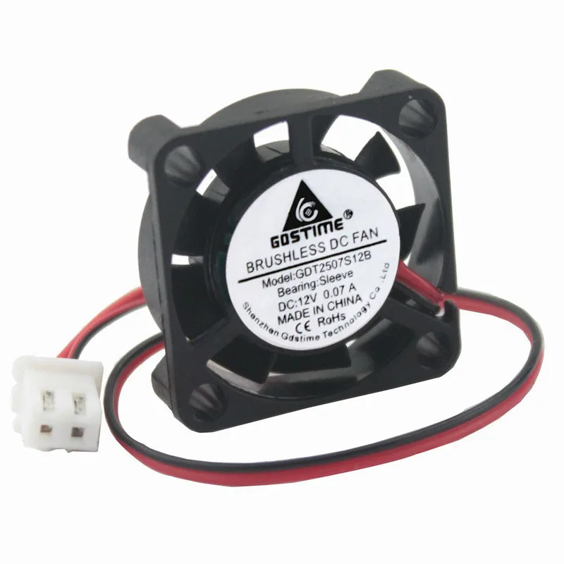 

1PCS Gdstime DC 12V 25mm 25x25x7mm 9 Blades Mini Cooling Fan 2Pin 2507 2.5cm 20mm Brushless Exhaust Cooler Fan