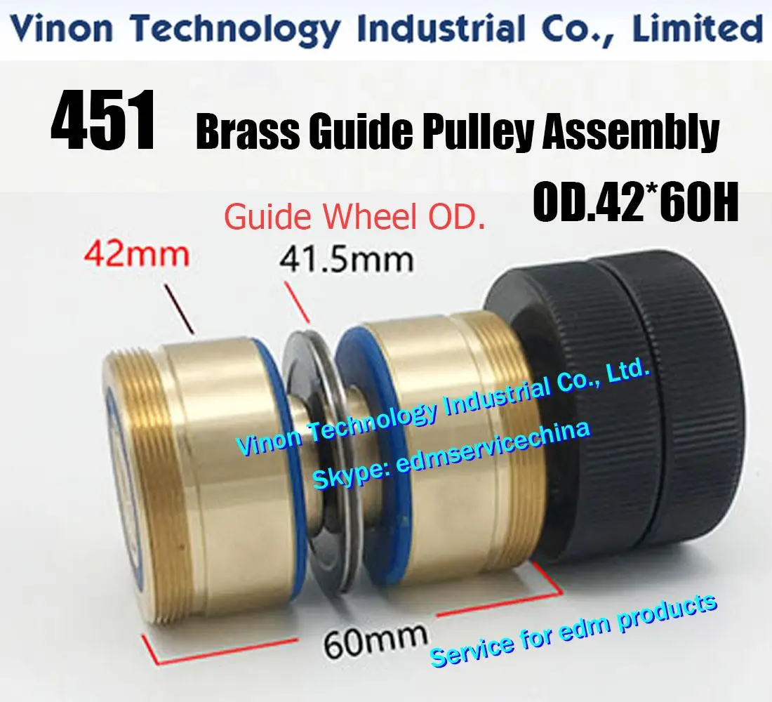 

OD42x60Hmm 451 Brass Guide Pulley Roller Assembly Parts, Brass-Roller's Diameter 42mm, Guide-Pulley's Diam. 41.5mm, Height 60mm