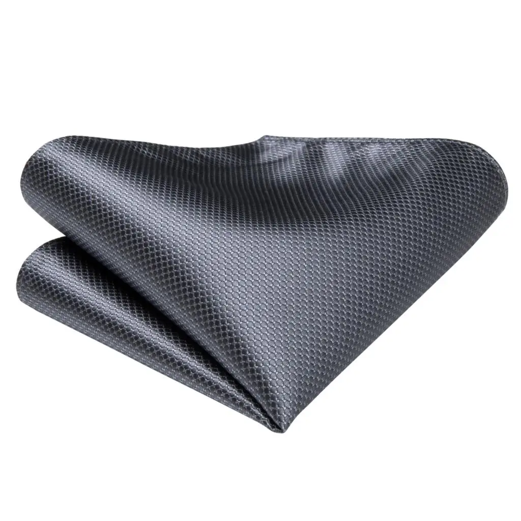 Серый Одноцветный шелковый галстук-бабочка для мужчин Свадебный платок запонки