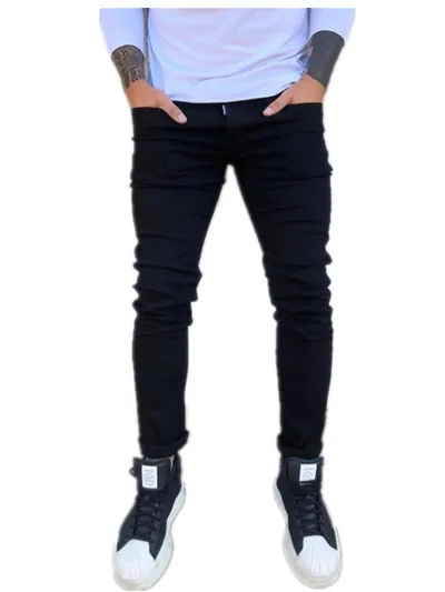 

New Mens Pencil Pants 2020 Fashion Men Casual Slim Fit Straight Stretch Feet Skinny Zipper Jeans For Male Hot Sell Trousers