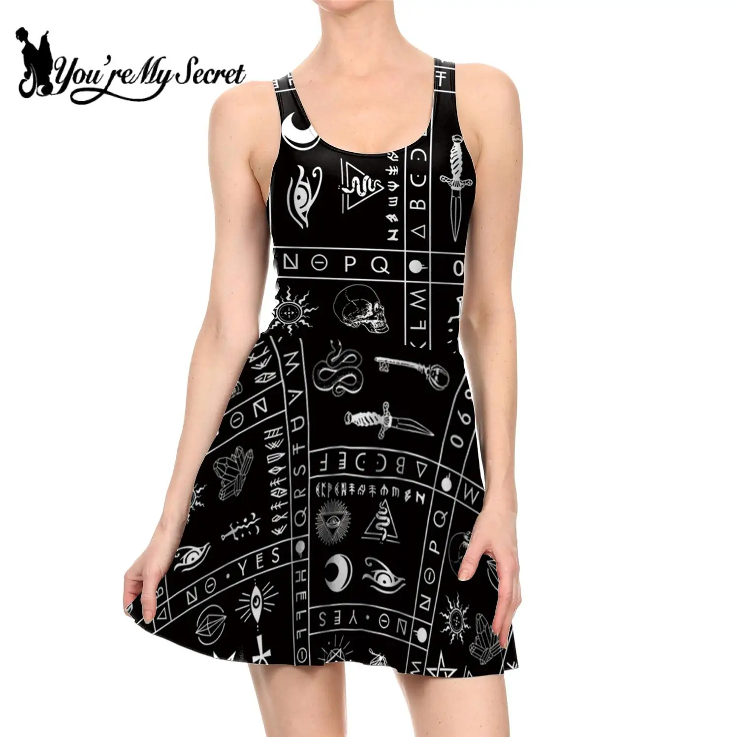 [You're My Secret] Новое поступление готические платья Ouija черное платье рисунок