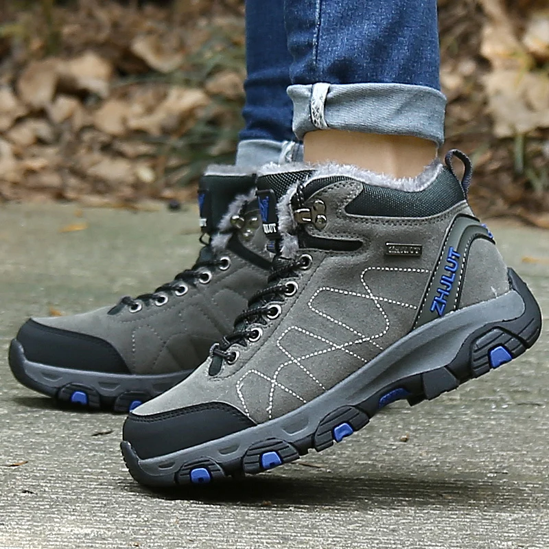 2021 Новый Мужские зимние сапоги теплые меховые мужская обувь размера плюс с мехом