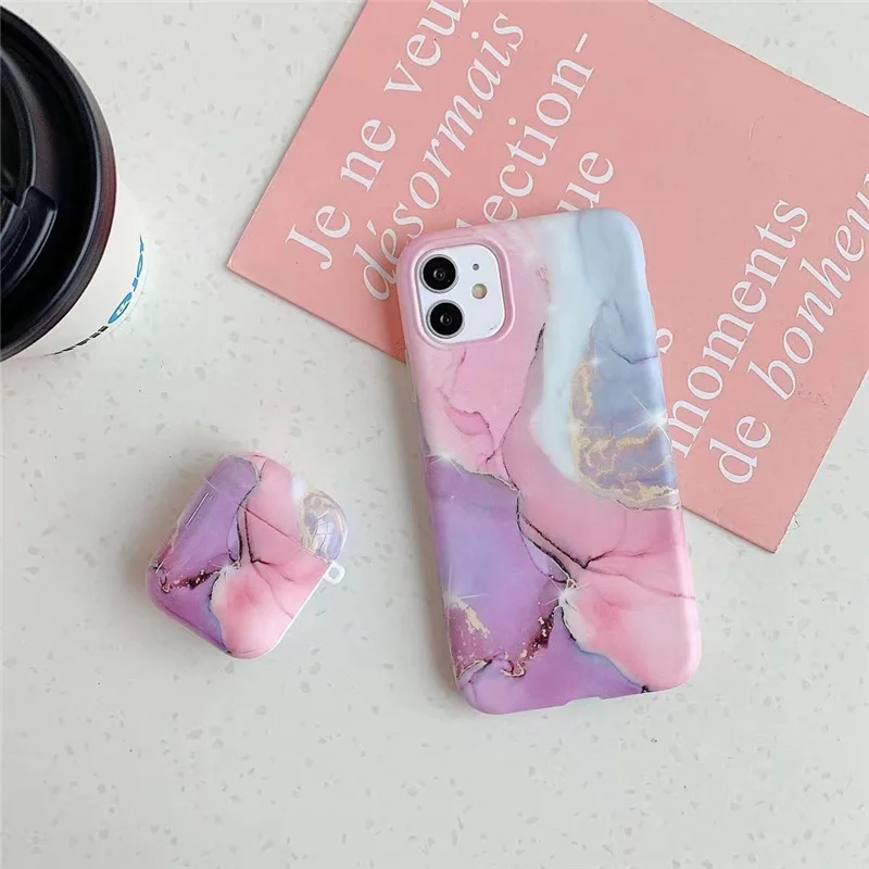 Luxury agate marble Case For iphone 11 11Pro 12 12Pro Max X XR XS 7 8Plus for Apple airpods 1 2 case soft silicone case cover