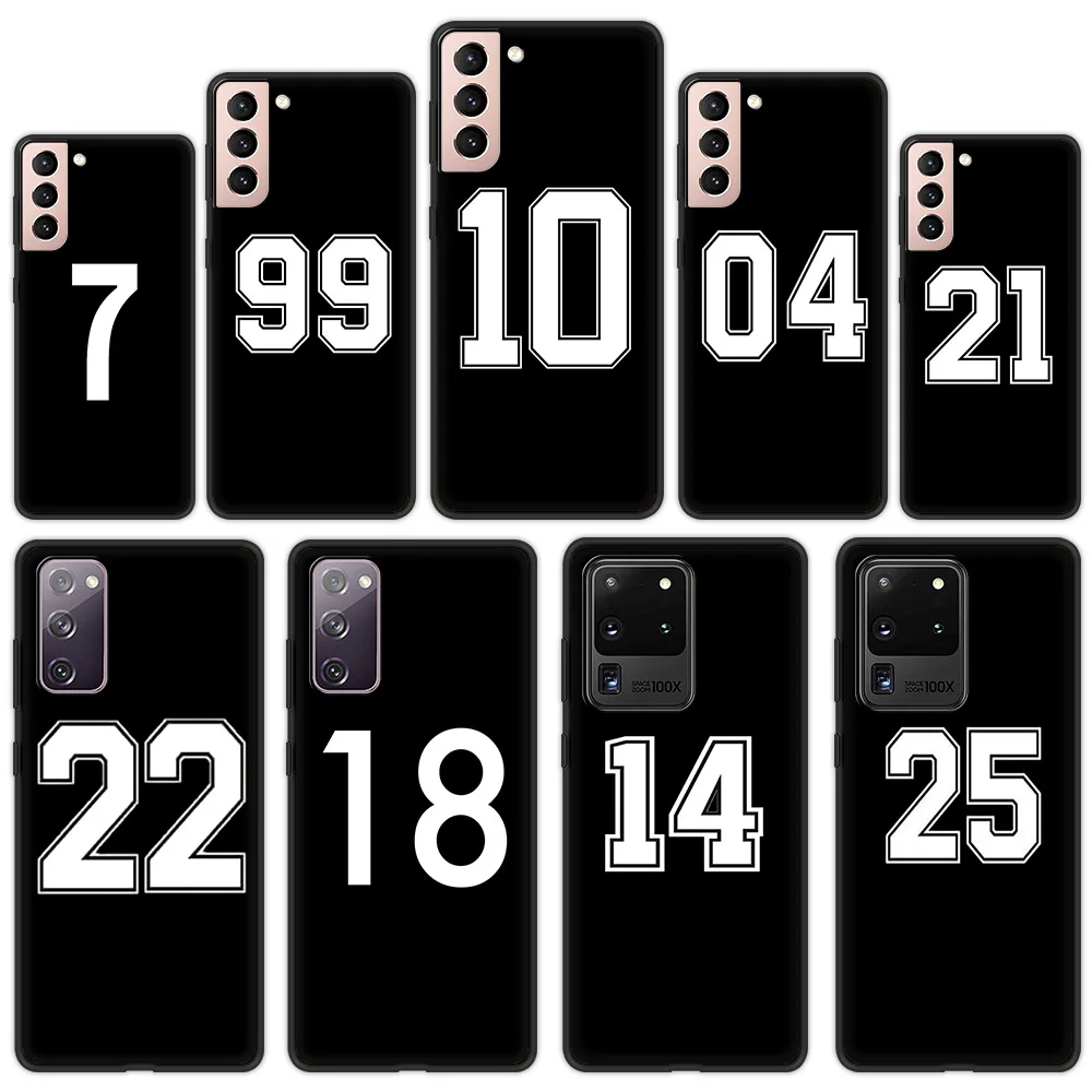 

Black Number Cases For Samsung Galaxy S21 Ultra S20 FE S10 S9 Plus S10E S8 Soft Silicone Black Phone Case Cover Shell Capa