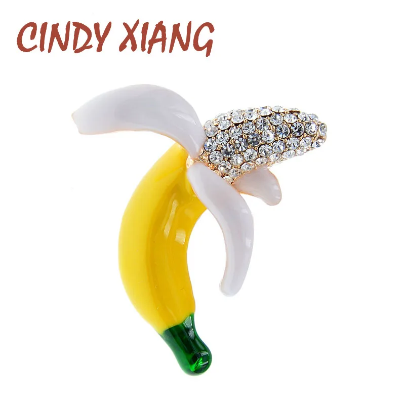 Брошь в виде банана CINDY XIANG стразы броши с фруктами эмаль милые ювелирные изделия