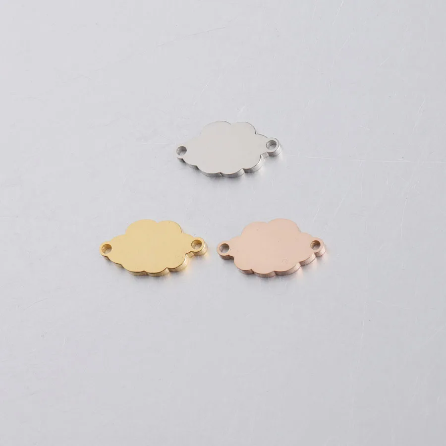 

5pcs 8*15.4mm mirror polished stainless steel double hole cloud for DIY accessories bracelet necklace connector jewelry making