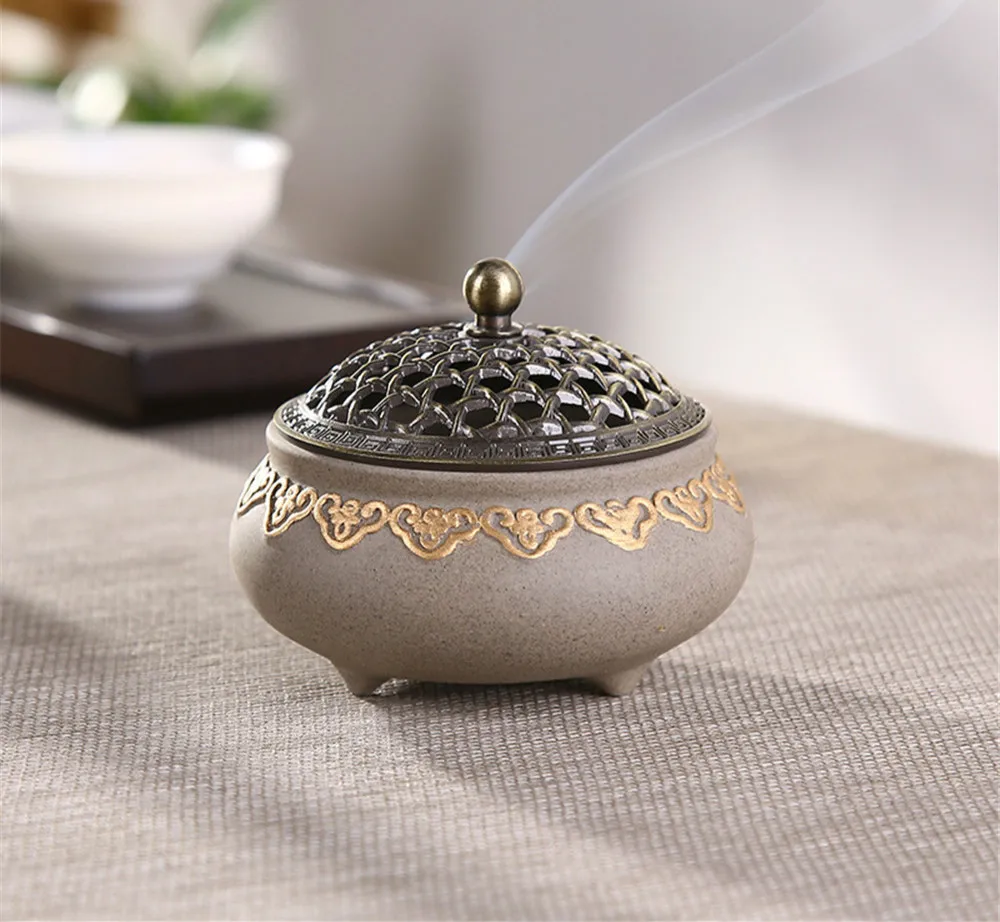 

Ceramic Mosquito Repellent Incense Burner Coil Aroma Censer Smell Removing Living Room Decor Porcelain Coil Incense Holder