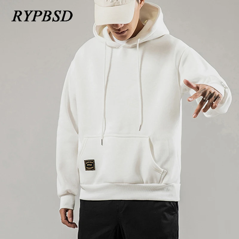 2020 Сезон весна осень Повседневные толстовки для мужчин черная белая однотонная