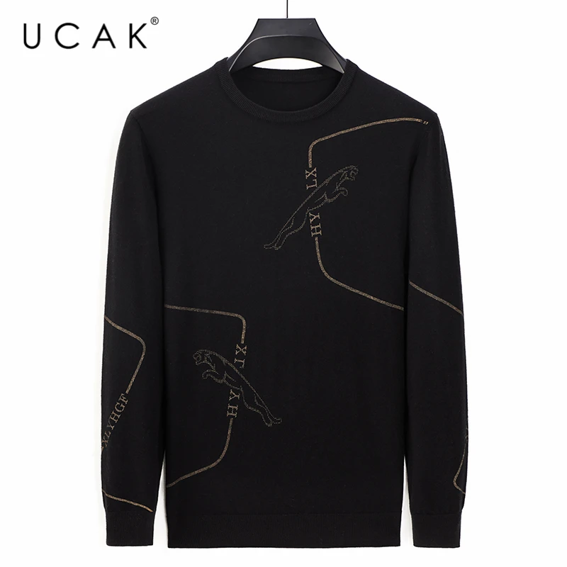 

UCAK Brand Autumn WInter Casual Sweaters Men's Clothes O-Ncek Streetwear Pullover Pull Homme Striped Sweater Men Clothing U1154