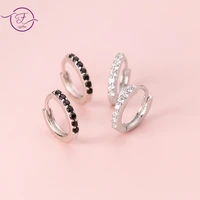 925 sterling silver hoop earrings black white zircon ear jewelry womens fashion personality round earring