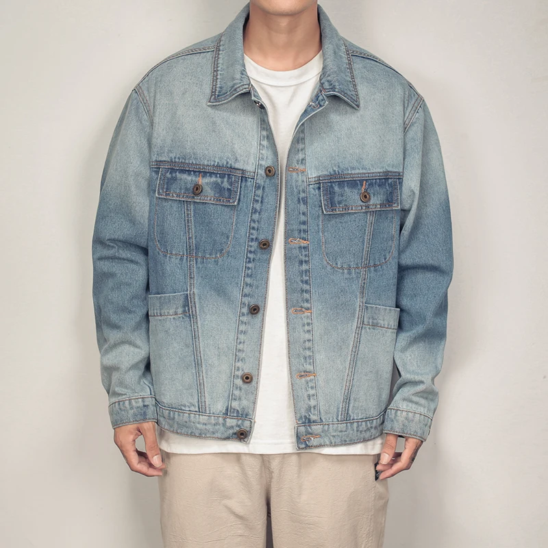 

И осенняя промытая Мужская джинсовая одежда с крупными отверстиями, модная куртка с капюшоном в национальном стиле