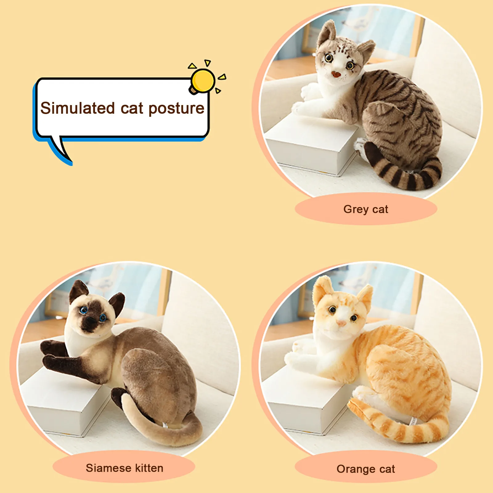

Kawaii Stuffed Toys Simulation Cat Plush Animals Kids Birthday Party Gifts Cat Doll Cats Plush Toys For Kids Adults Children