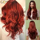 Длинные волнистые красно-коричневые синтетические парики GEMMA с эффектом омбре для женщин, термостойкие натуральные парики средней части для косплея, парики для вечеринки в стиле 