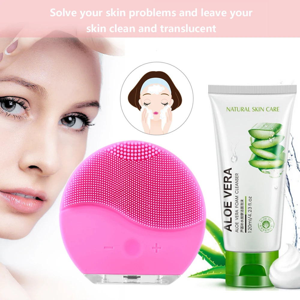 1 комплект Электрический силиконовый звуковой вибрационный массаж кожи лица с