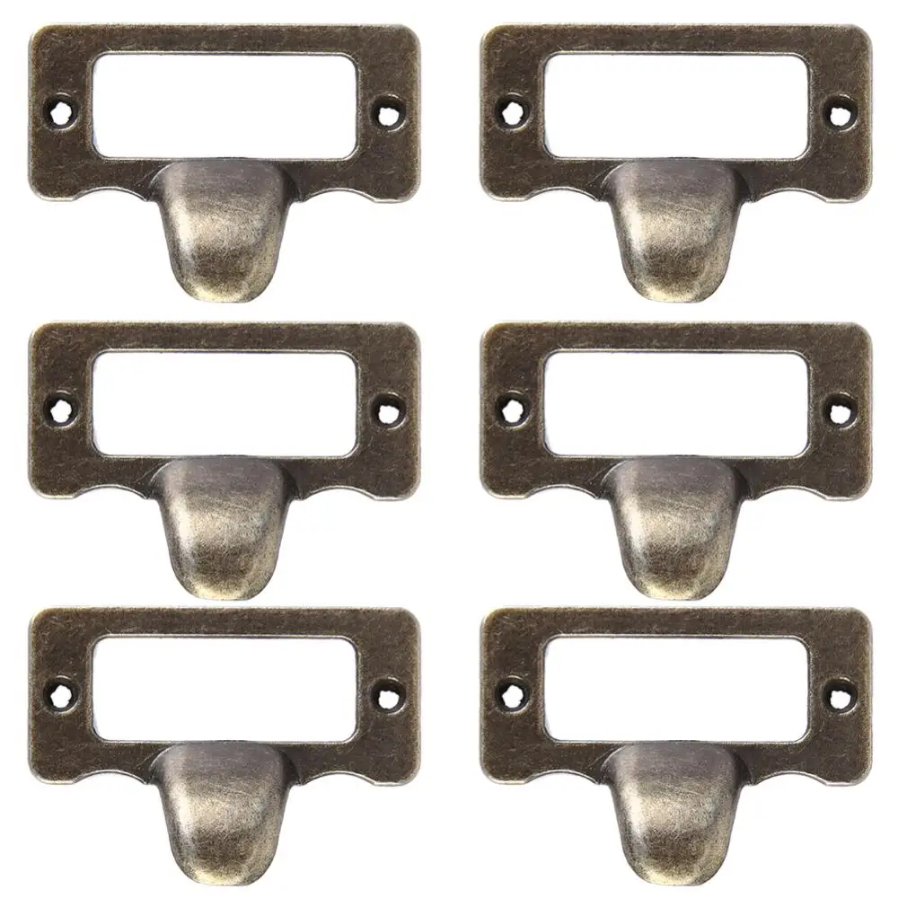 Античный латунный ярлык ящика 6 шт. ручка для шкафа визитная карточка бирка Ретро