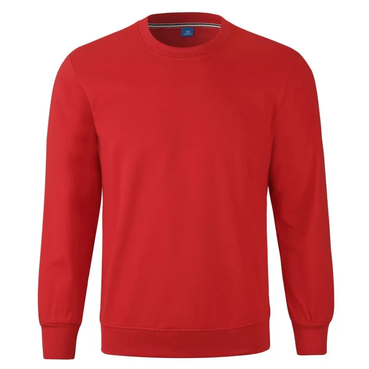 

Pure cotton terry round neck pullover solid color sweater
