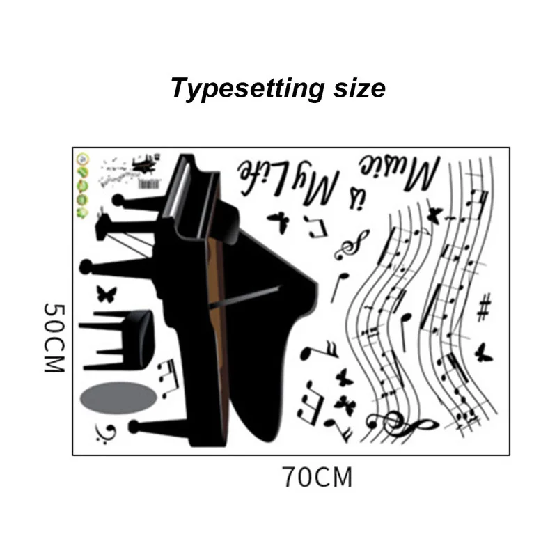 

Big Black Piano Musical Note Wall Sticker for Children Room Practice Room Decorate Stickers Removable Vinyl Decorative Classroom