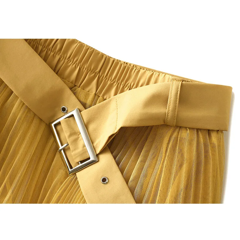 Юбка-макси из тюля OHRYIYIE на весну/лето элегантная с высокой талией со складками в