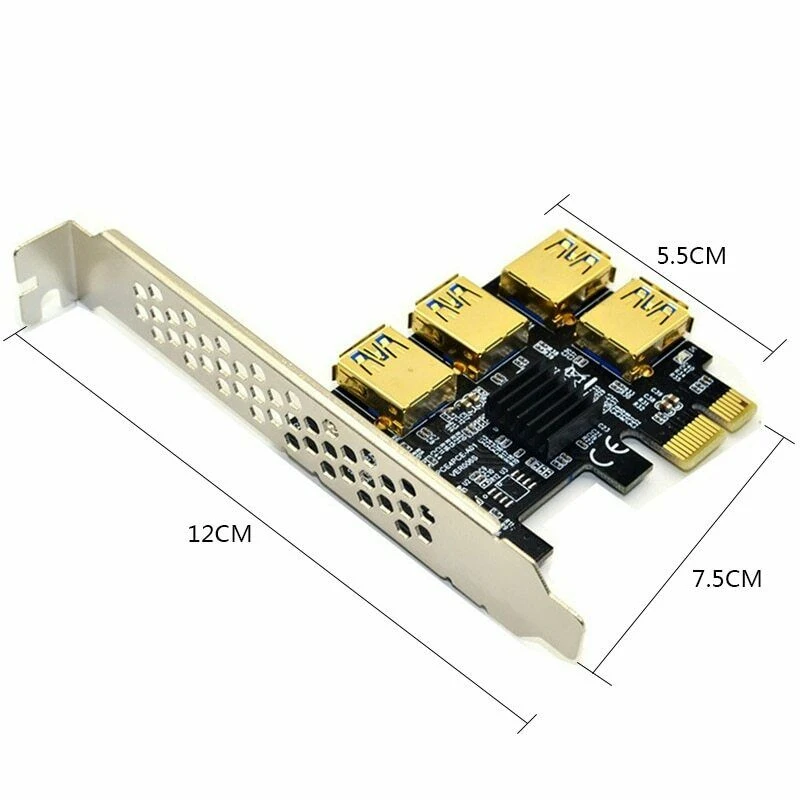 USB 3 0 Райзер PCI E экспресс 1x до 16x адаптер карты PCIE 1 на 4 слота PCIe порт множитель для
