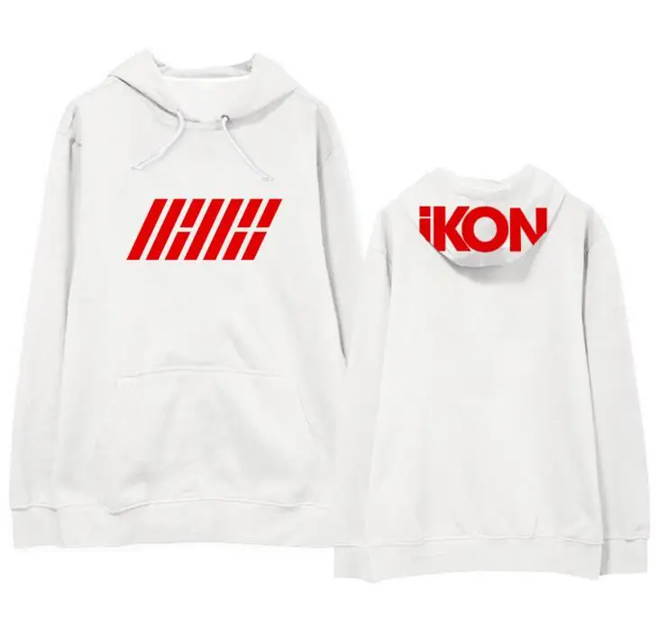 Пуловер с принтом логотипа Kpop Ikon концерта толстовки для фанатов унисекс