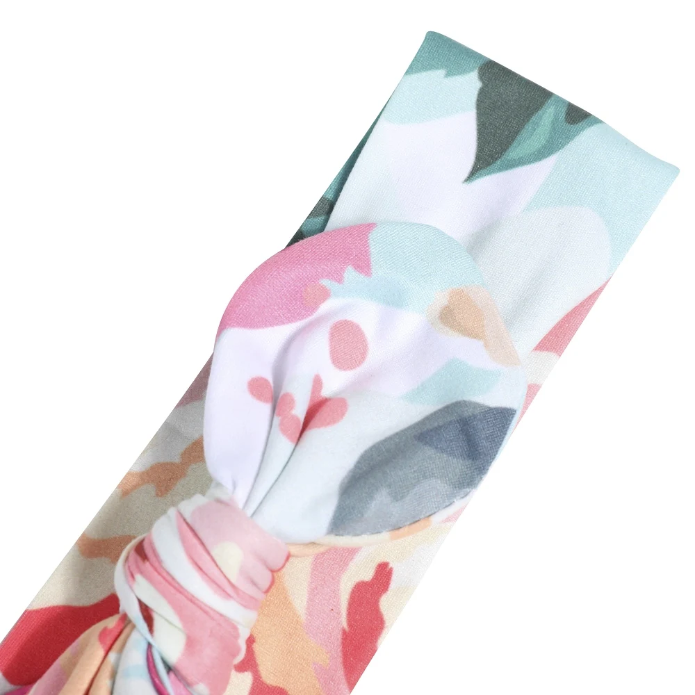 

Cute Rabbit Ear Baby Headband Neonata Bow Flower Elastic Baby Girls Head bands Children Turban Hair Accessories Hair