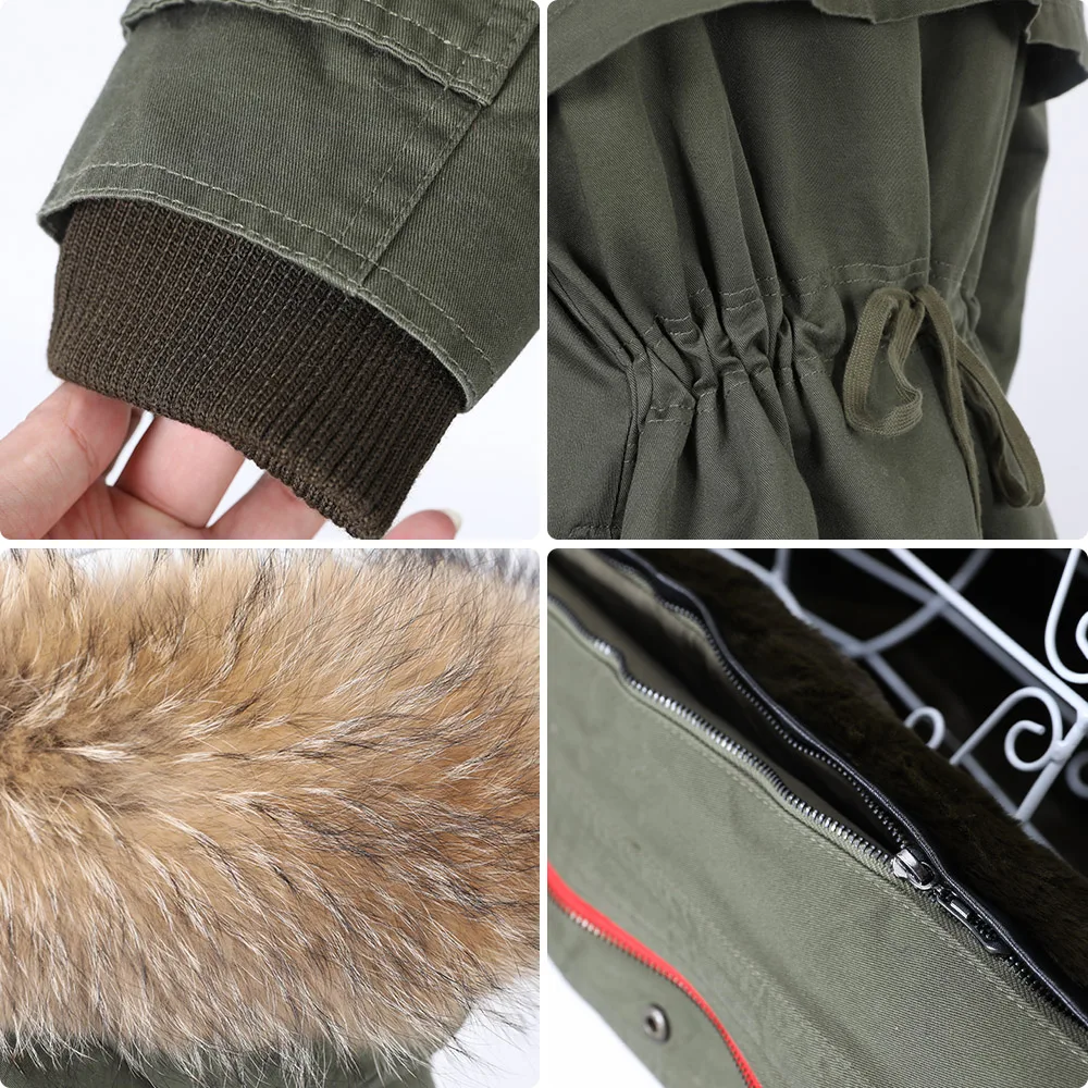 

New Winter Women's Long Female Jacket Fox Fur Coat Thick Parka Coat Removable Natural Raccoon Lining Real Big Fur Collar Fashion
