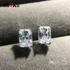 Серьги-гвоздики OEVAS с муассанитом женские, классическое ювелирное изделие из стерлингового серебра 100% пробы с покрытием из белого золота 925 пробы