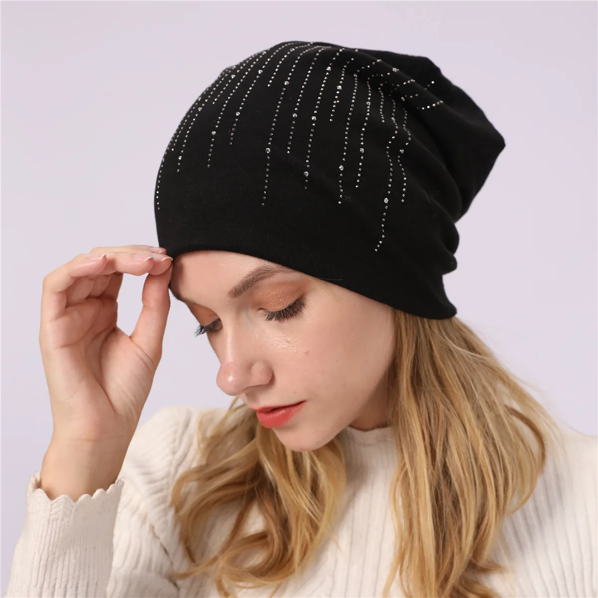 Стразы beanies turban головные уборы для женщин эластичные мягкие хлопковые шапки бини шапки Женская мода шапки сплошной цвет весна-осень шляпа