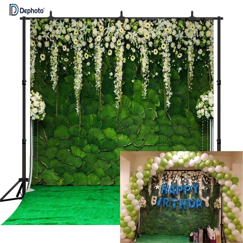 

Бесшовный Виниловый фон для вечерние Ной фотосъемки DePhoto PGT090 с цветными цветами и листьями лотоса