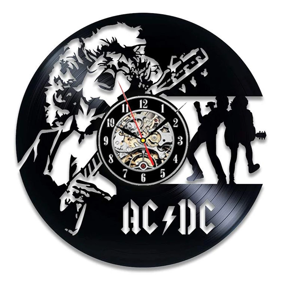 AC DC виниловых пластинок настенные часы современный дизайн Музыкальная рок