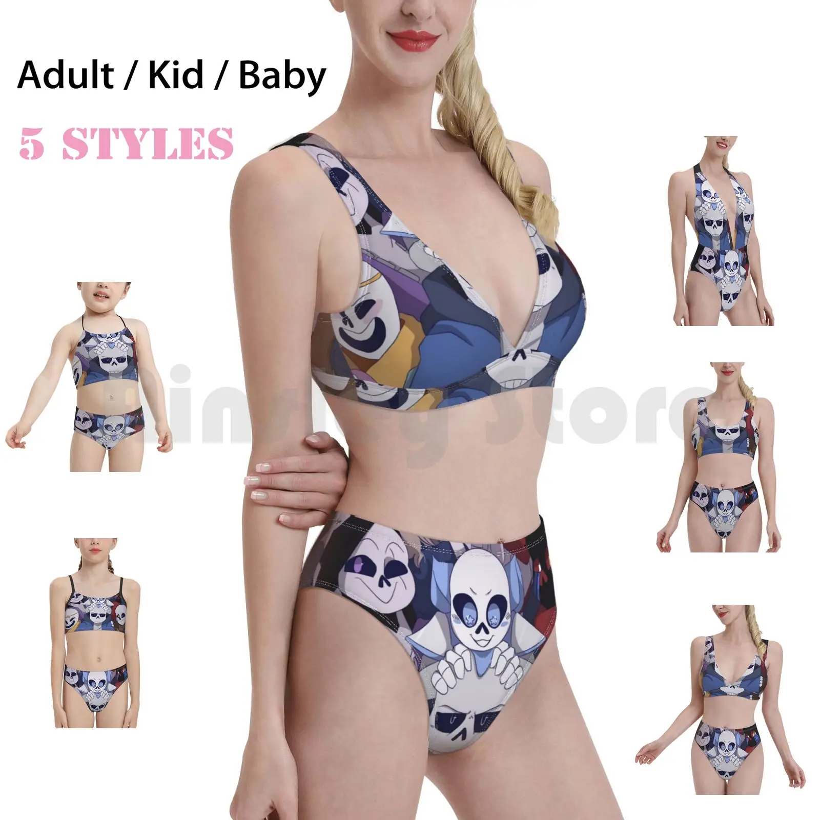 

Sans Sans And Sans Swimsuit Bikini Padded High Waist Undertale Sans Error Epic Dream Ink Reaper Horror Geno Flowey Au