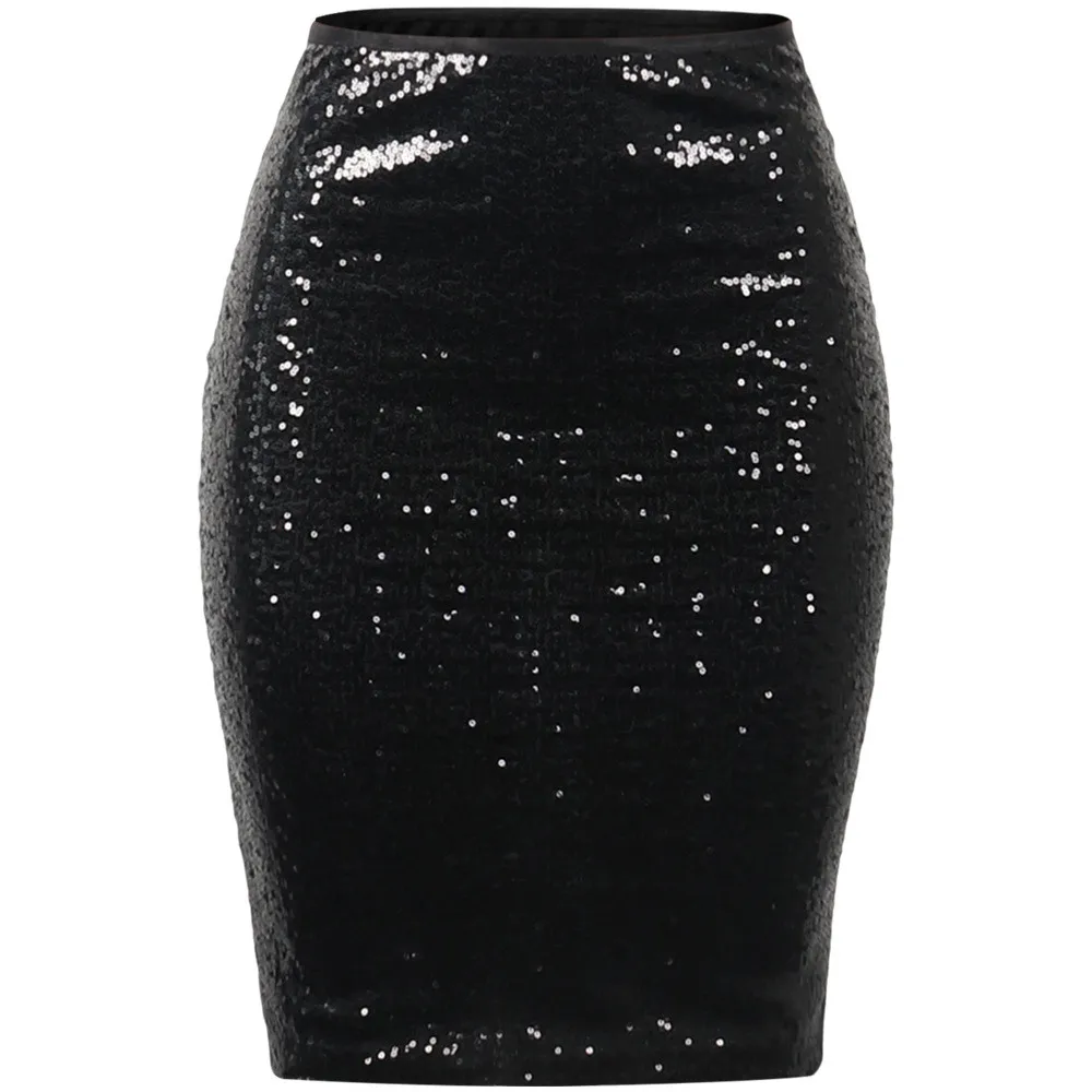 

skirts womens 2021korean style skirt Women Fashion Solid Slim High Waist Push up Hip Pencil Zipper Sequin Skirt casual skirt