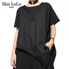 Женская хлопковая Футболка Max LuLu, повседневная черная футболка с коротким рукавом, в стиле панк, в Корейском стиле, на лето, 2020