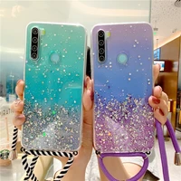 strap cord chain glitter sequins star lanyard case for huawei p smart 2021 y5p y9s y6p y7 pro 2018 y7a y7p y8s y9 prime 2019 y9a
