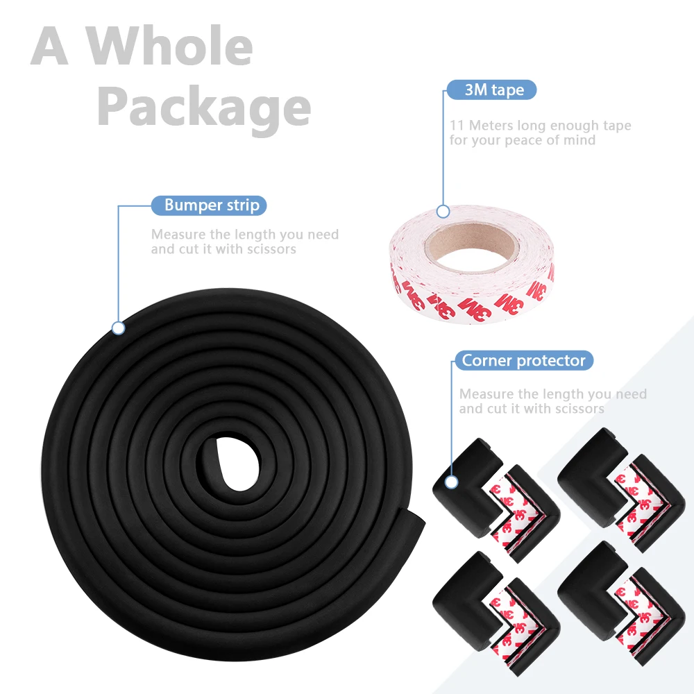 Угловой защитный бампер для стола с лентой 3M 16 4 футов по краю + 8 углов|Бамперы