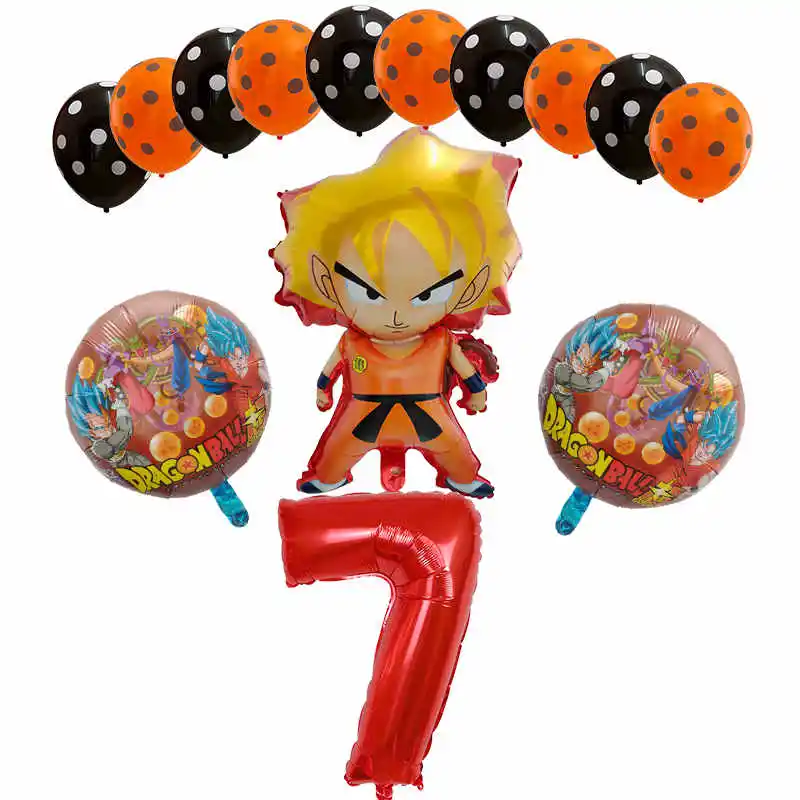 Прозрачный 14 шт./компл. с мультяшными принтами, 7 Dragon Ball шар вуконг» Фольга шар шара с цифрой День рождения украшения Гоку для мальчиков детские игрушки расходные материалы - Цвет: Прозрачный