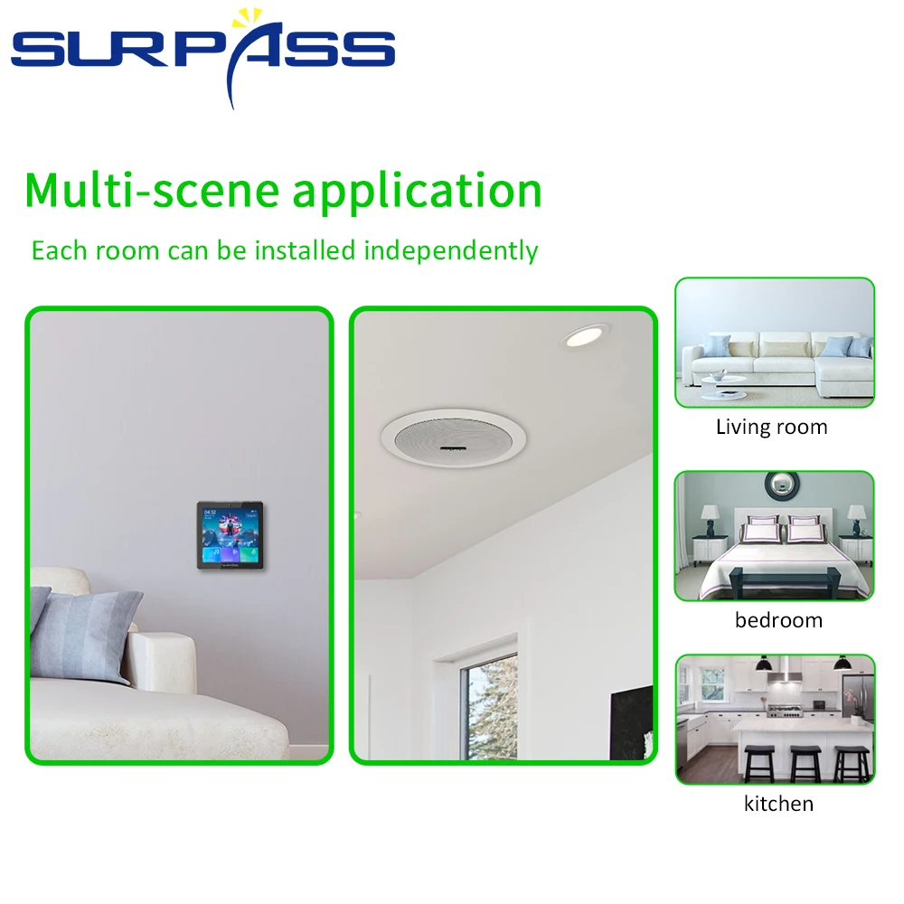 Сенсорный экран настенный усилитель Bluetooth FM 4*20 Вт HiFi стерео звук сабвуфер аудио PA