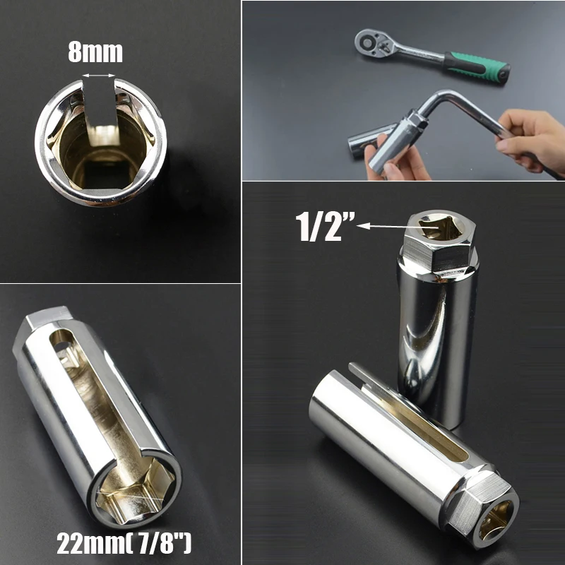 

Oxygen Sensor Socket 8mm 22mm 1/2 Drive Automotive Removal Installation Tool