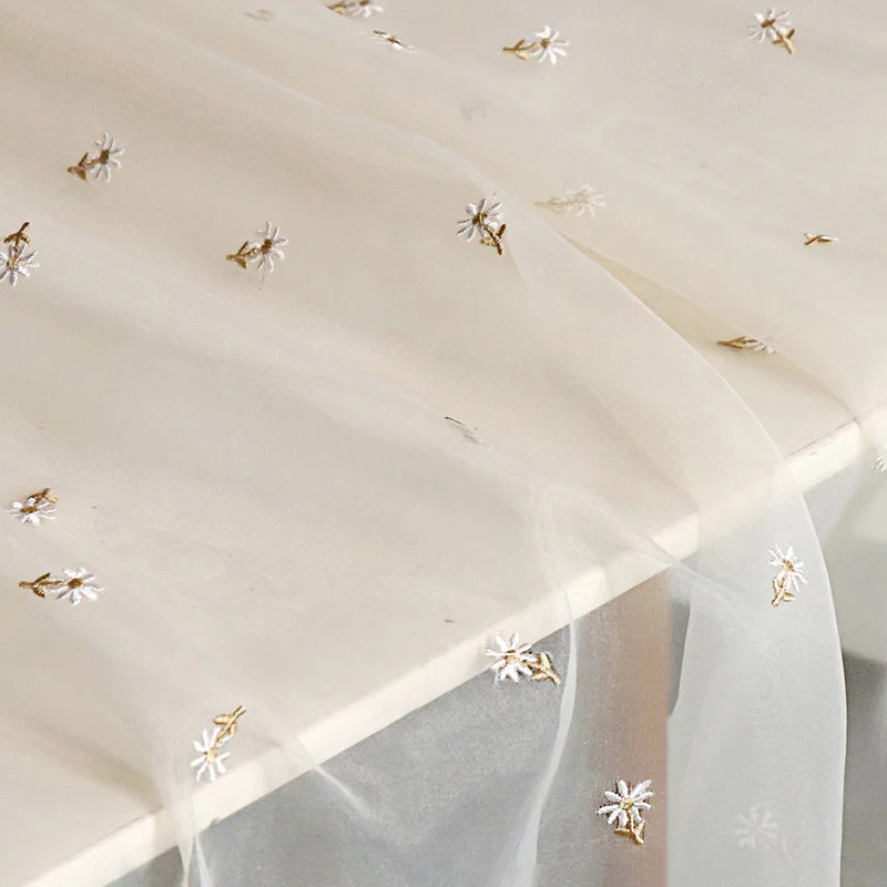 

New Organza Embroidery Fabric Pure Color Mesh Lace Fabric For Wedding Dress Costume Designer Fabric DIY Material