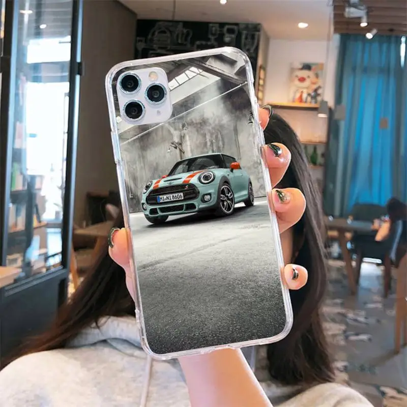 

Mini Cooper Sport Car Phone Cases Transparent for iPhone 6 7 8 11 12 s mini pro X XS XR MAX Plus cover funda shell