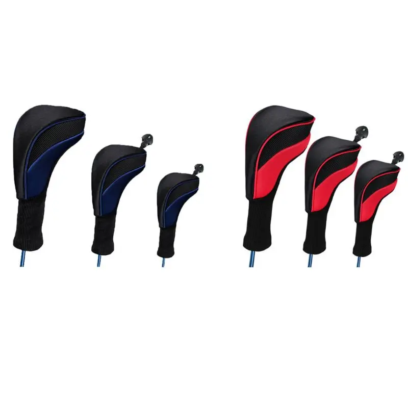

3 Pcs High Elastic Breathable Golf Club Head Covers Long Neck Interchangeable No. Tag Club Components Sports Supplies