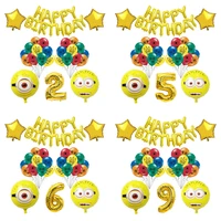 42pcs mini ons theme cartoon 32 inch yellow number foil balloons birthday party decorations supplies helium balloons supply